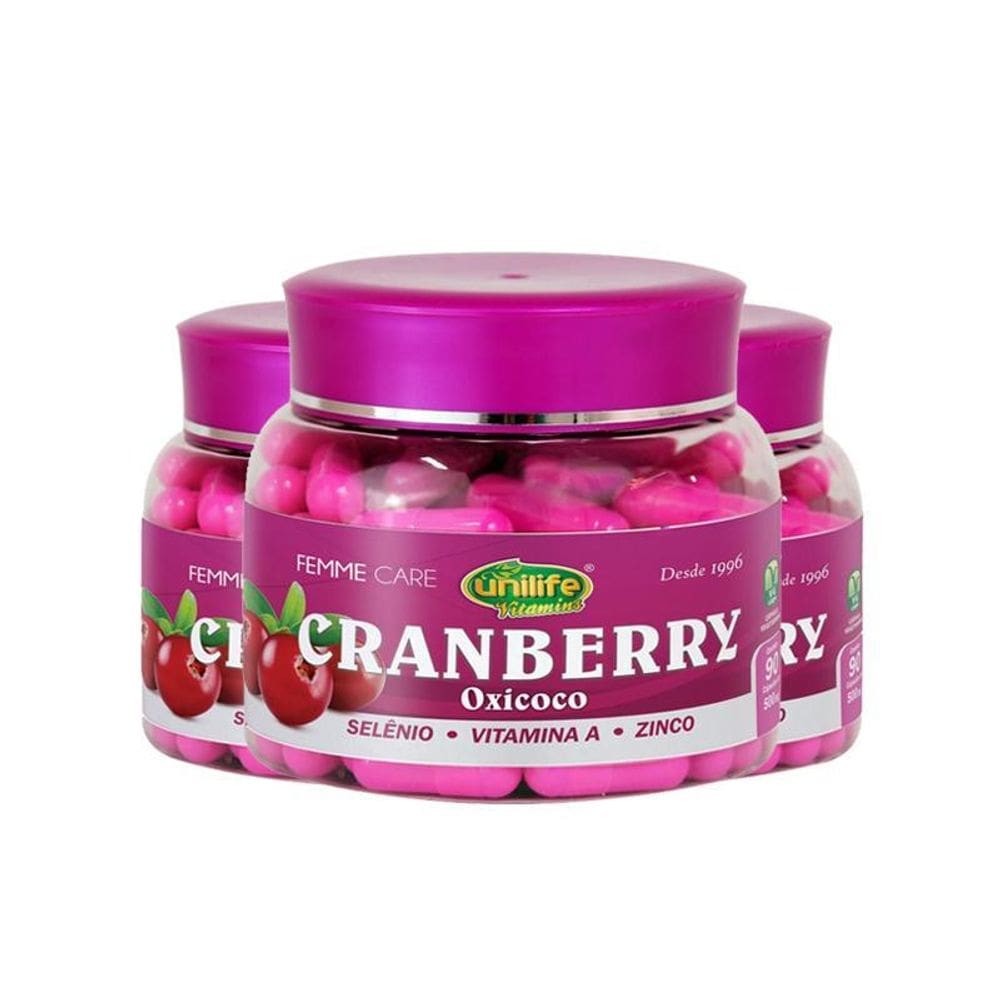 Kit 3 Cranberry Oxycoco Femme Care Unilife 90 Cápsulas