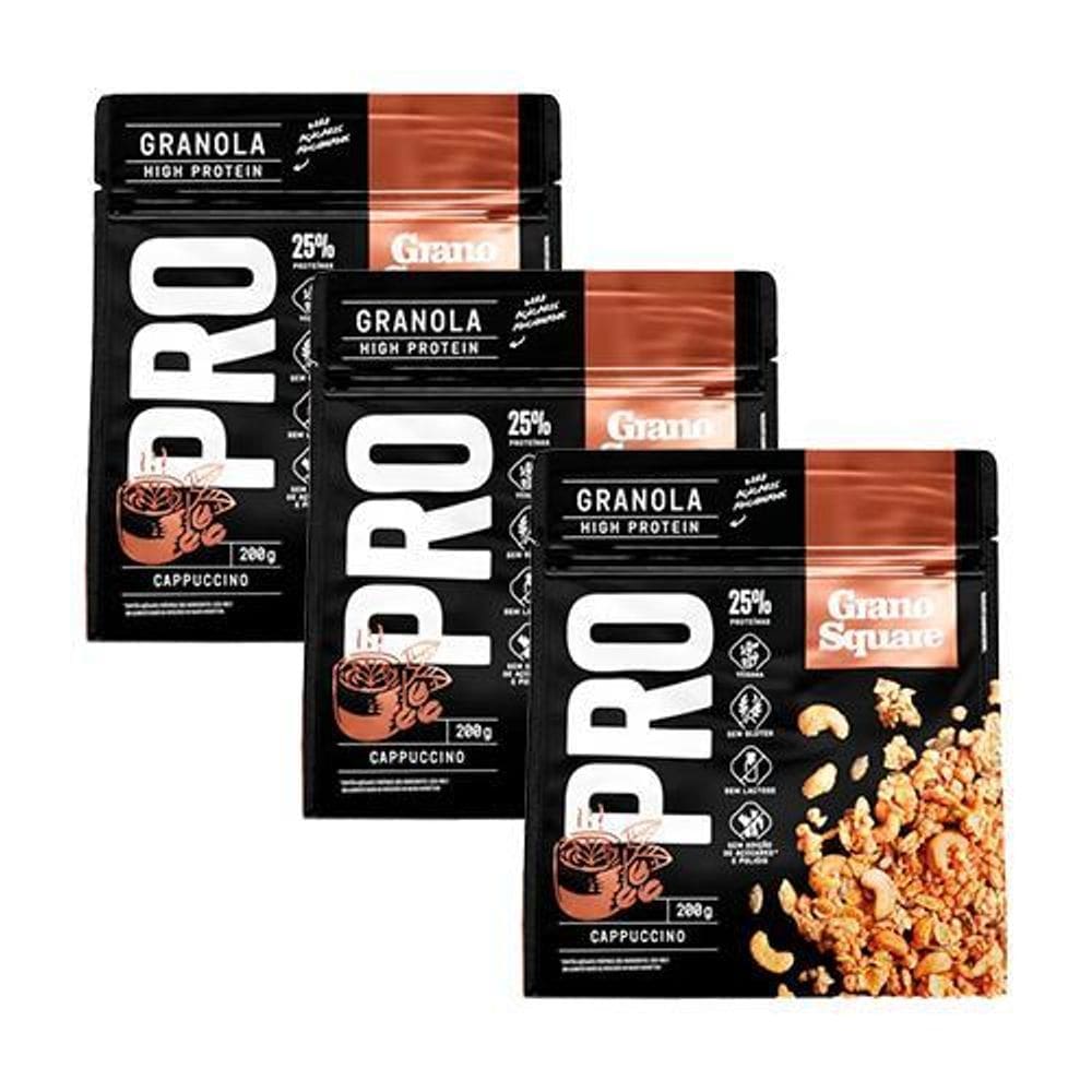 Kit 3X: Granola Pro Cappuccino Sem Glúten Granosquare 200G