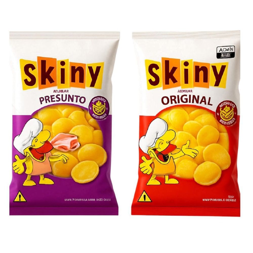 Kit 150 Salgadinhos Skiny Presunto E Natural De Milho De 35G