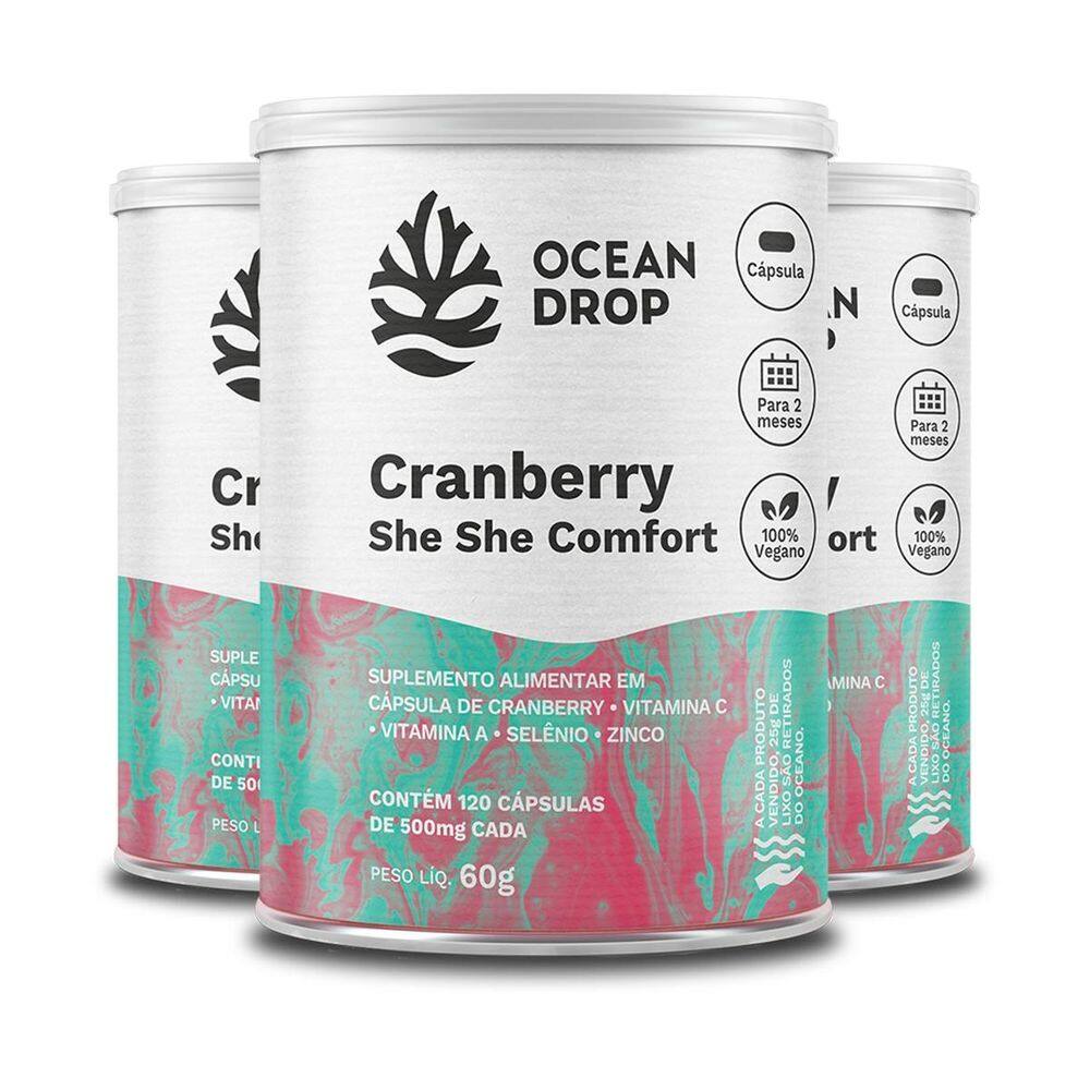 Kit 3 Cranberry She She Comfort Ocean Drop 120 Cápsulas