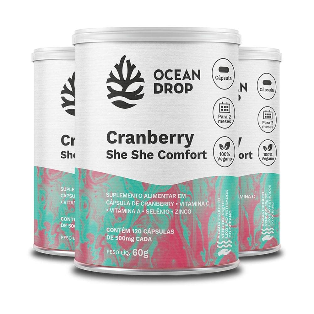 Kit 3 Cranberry She She Comfort Ocean Drop 120 Cápsulas