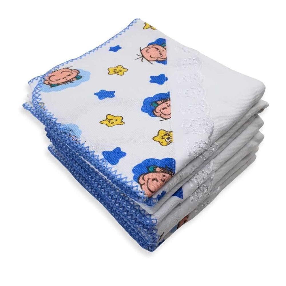 1 Cueiro Flanelado Aplique Turma Da Monica 80X80Cm Azul