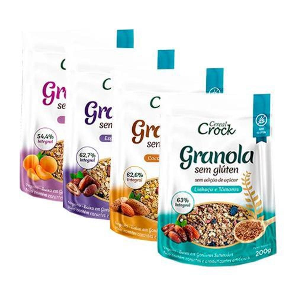 Kit 4 Granolas Aveia Sem Glúten Leve Croc: Tradicional,