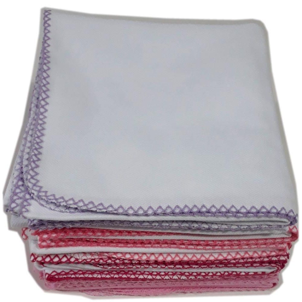 1 Peça Cueiro Flanelado Rosa Liso Gigante Crochê 80 X 80Cm