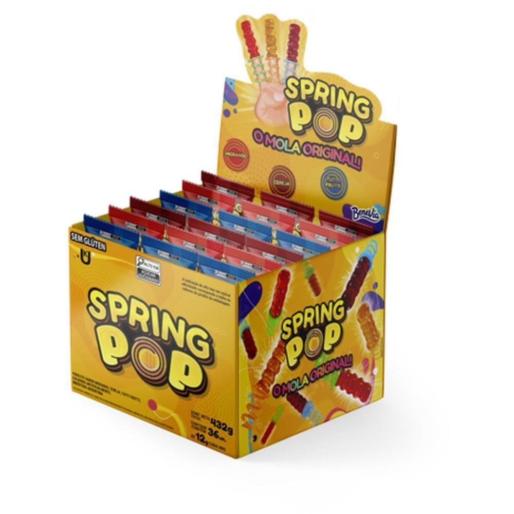 Doce Spring Pop 3 Sabores 36 Unid - Bazooka Candy