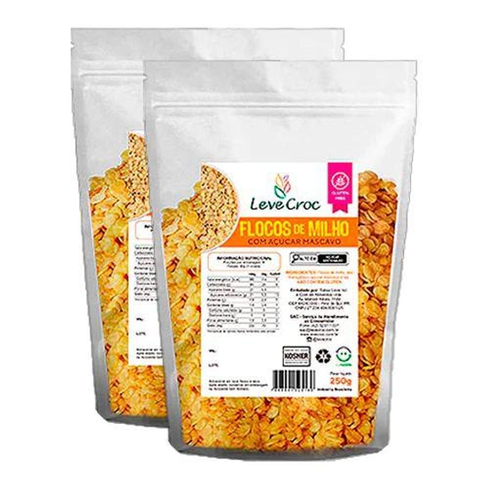 Kit 2X: Flocos Milho Açúcar Mascavo Sem Glúten Leve Croc