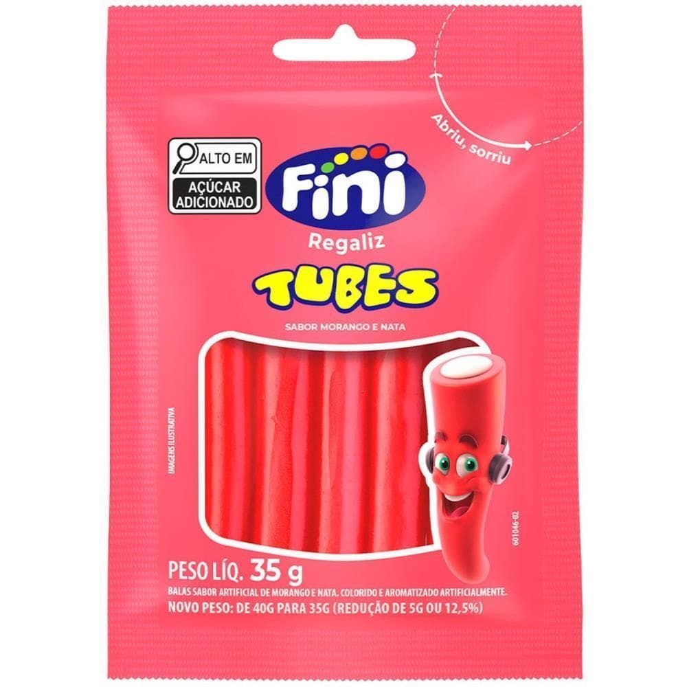 Doce Tubes Morango 35G 10 Unid - Fini