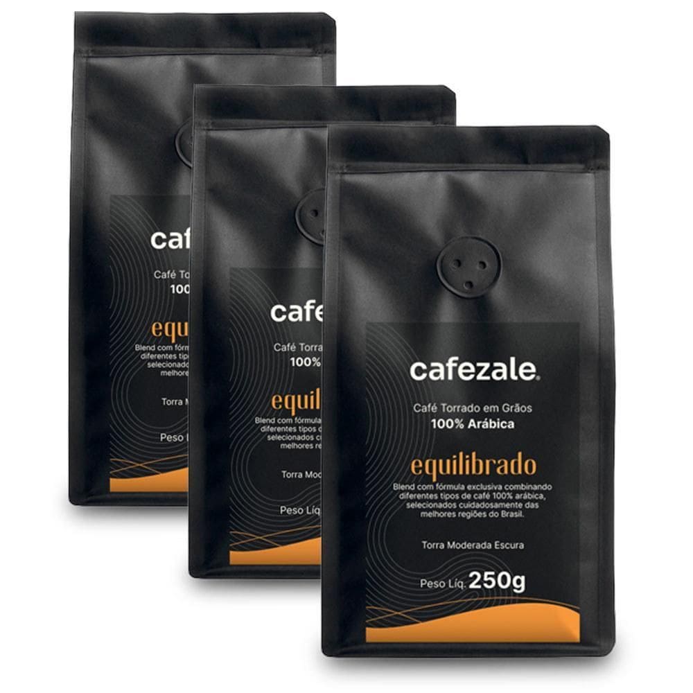 Café Cafezale Em Grãos Equilibrado Kit 3 Pacotes De 250G