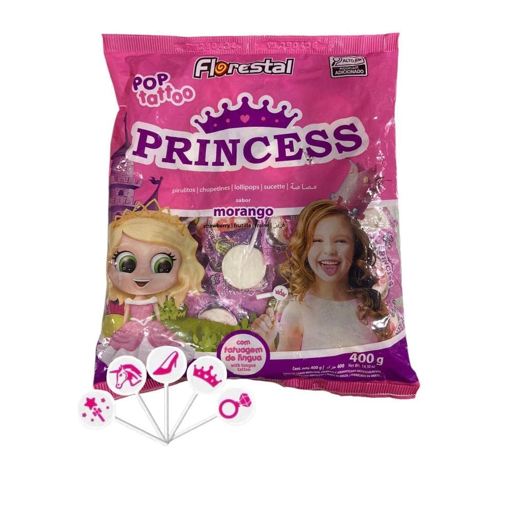Pacote De 400G Pirulito Pop Tattoo Princess Tatuagem Língua