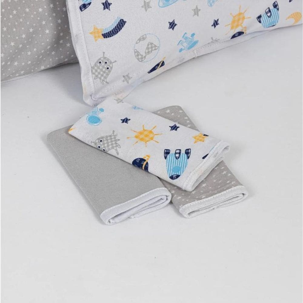 Kit 3 Pano De Boca Bebe Duplo Planeta Baby 100% Algodão