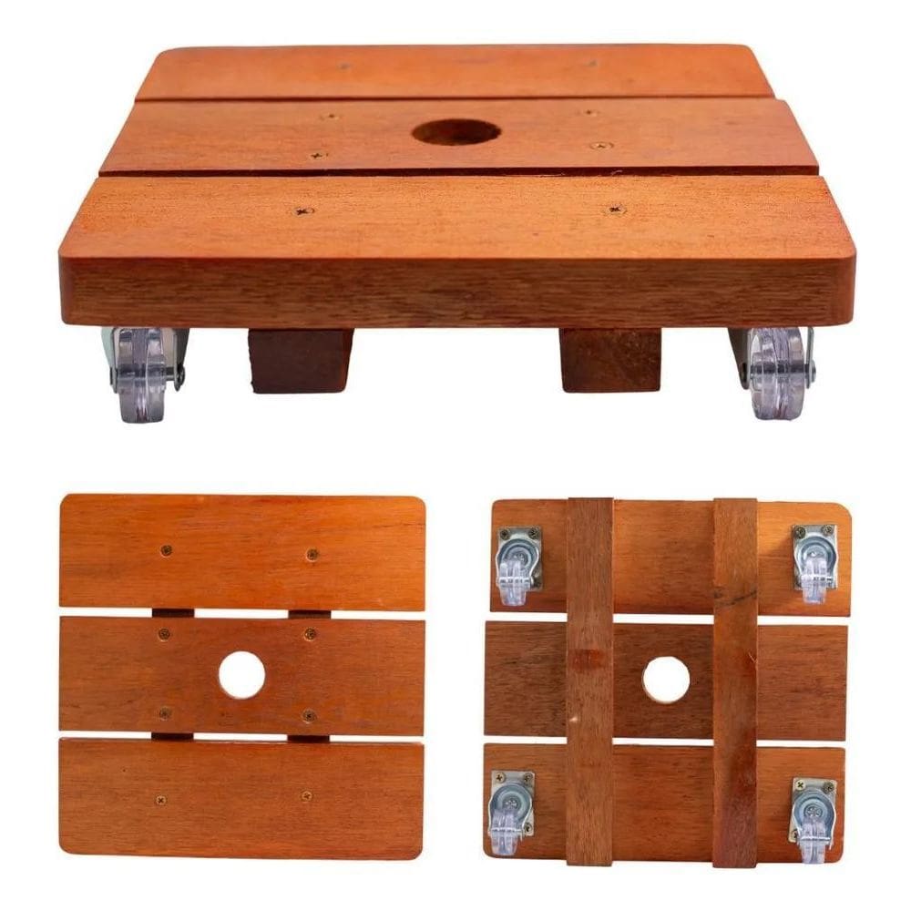 2X Suporte Para Vaso De Planta Quadrado Rodinhas Cristal 25