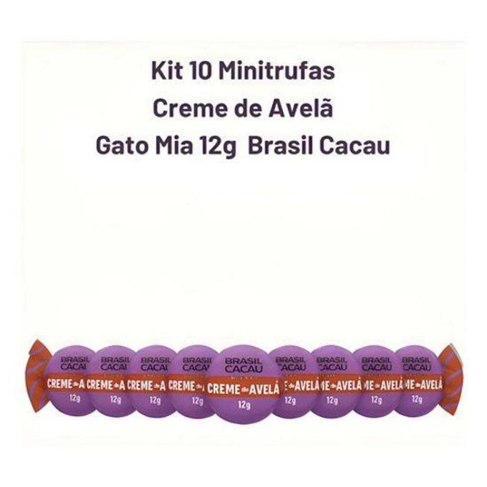 Kit 10 Minitrufas Creme De Avelã Gato Mia 12G Brasil Cacau