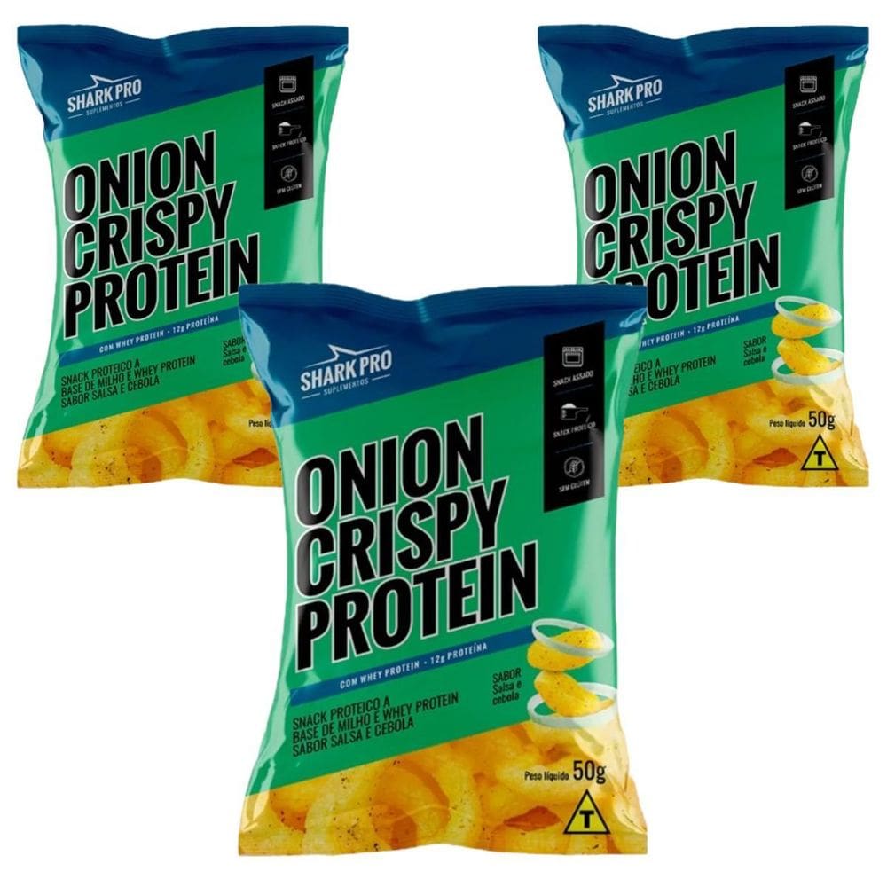 Kit 3 Salgadinho Proteico 12G Cebola E Salsa 50G Sharkpro