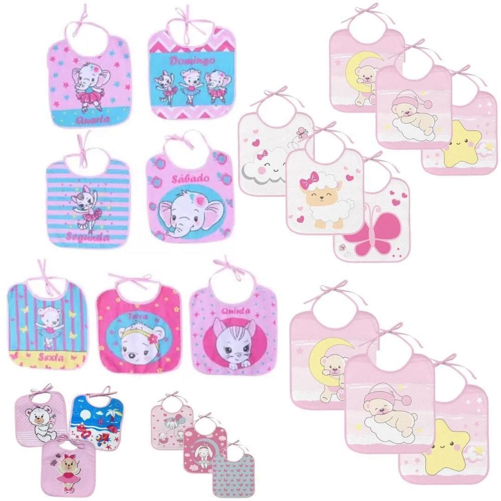 Kit 3 Unidades Babador Bebê Impermeável Algodão - Feminino