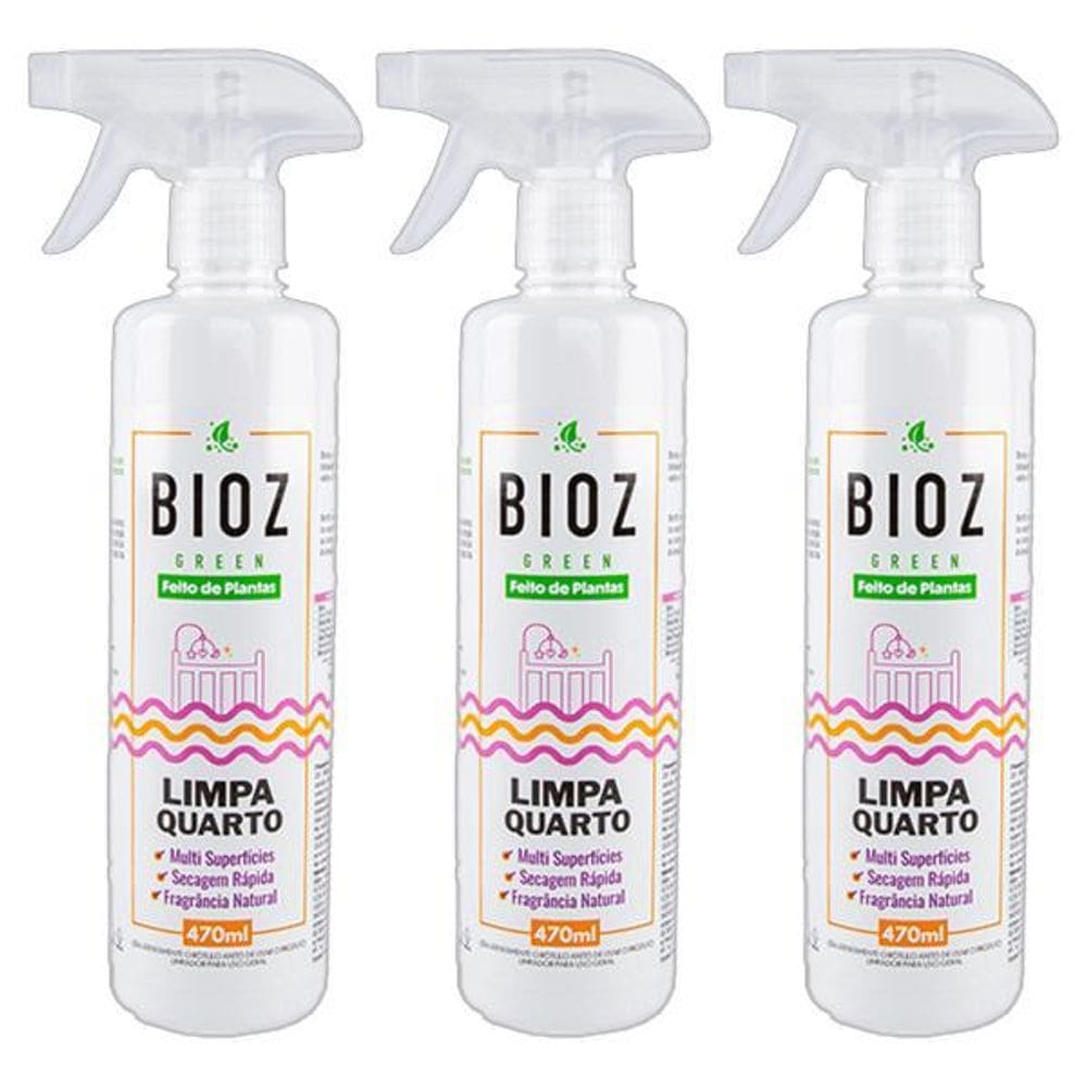 Kit 3X: Limpa Quarto Baby Biodegradável Bioz Green 470Ml