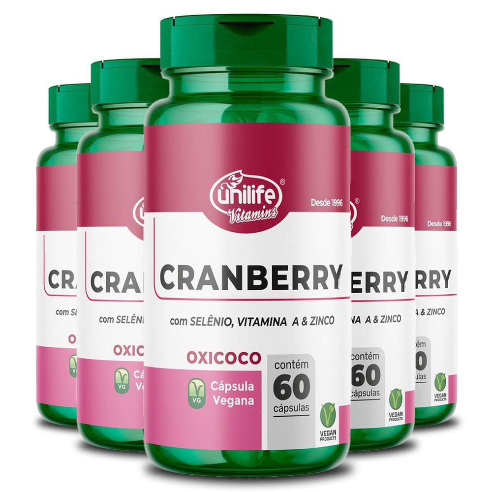 Kit 5 Cranberry Unilife 60 Cápsulas