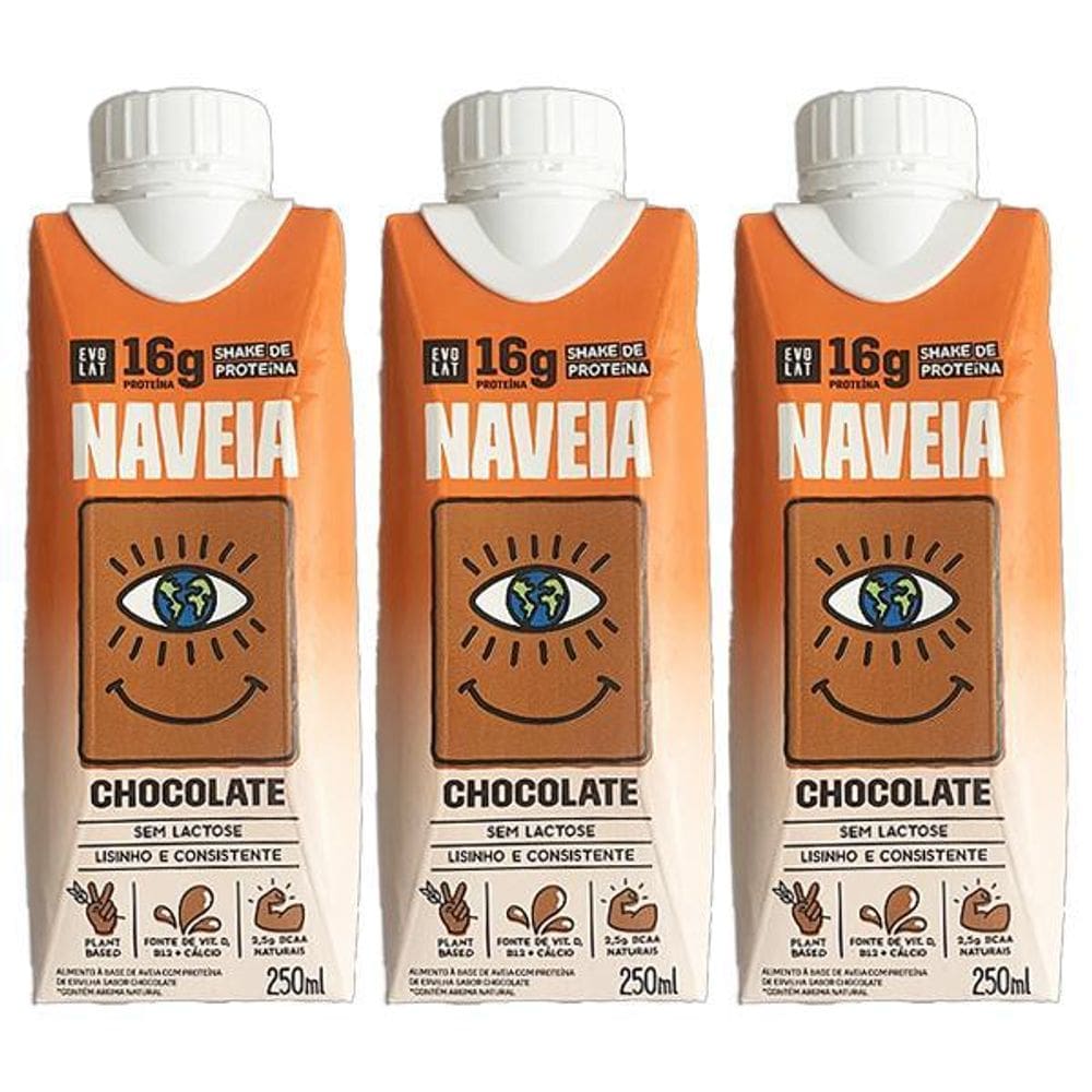 Kit 3X: Shake Proteico Vegano Chocolate Naveia 250Ml