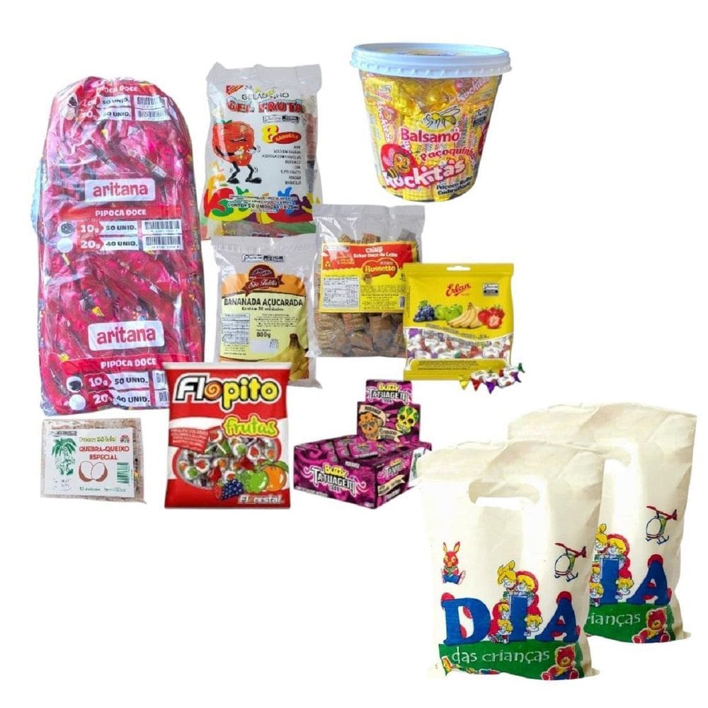 Kit Doces 900 Doces + 100 Saquinhos Para Crianças