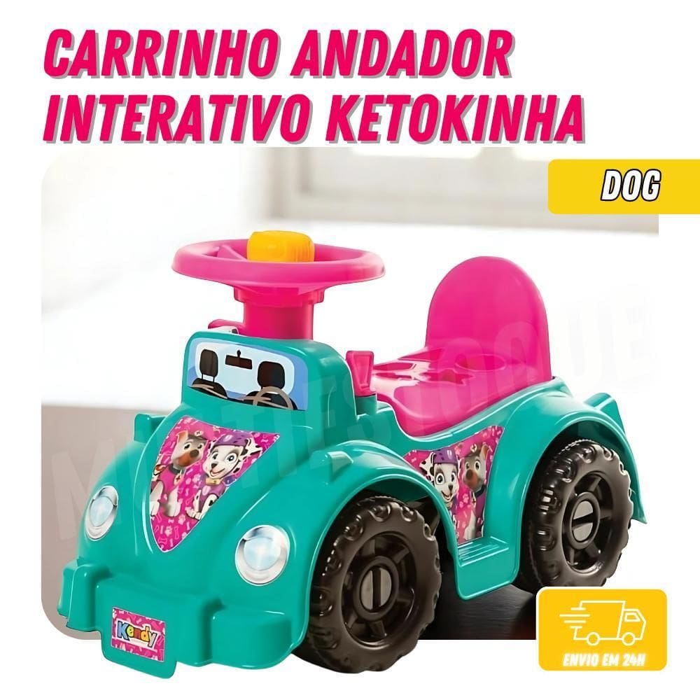 Andador Interativo Rosa Ketokinha Dog - Carrinho Menina