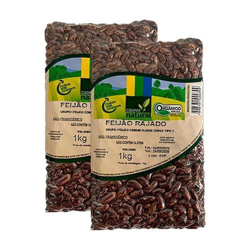 Kit 2X: Feijão Rajado Orgânico Coopernatural 1Kg