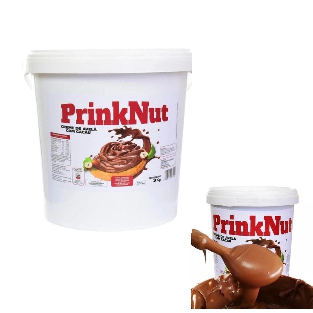 Balde 3Kg Creme De Avelã Com Cacau Prinknut Cremoso