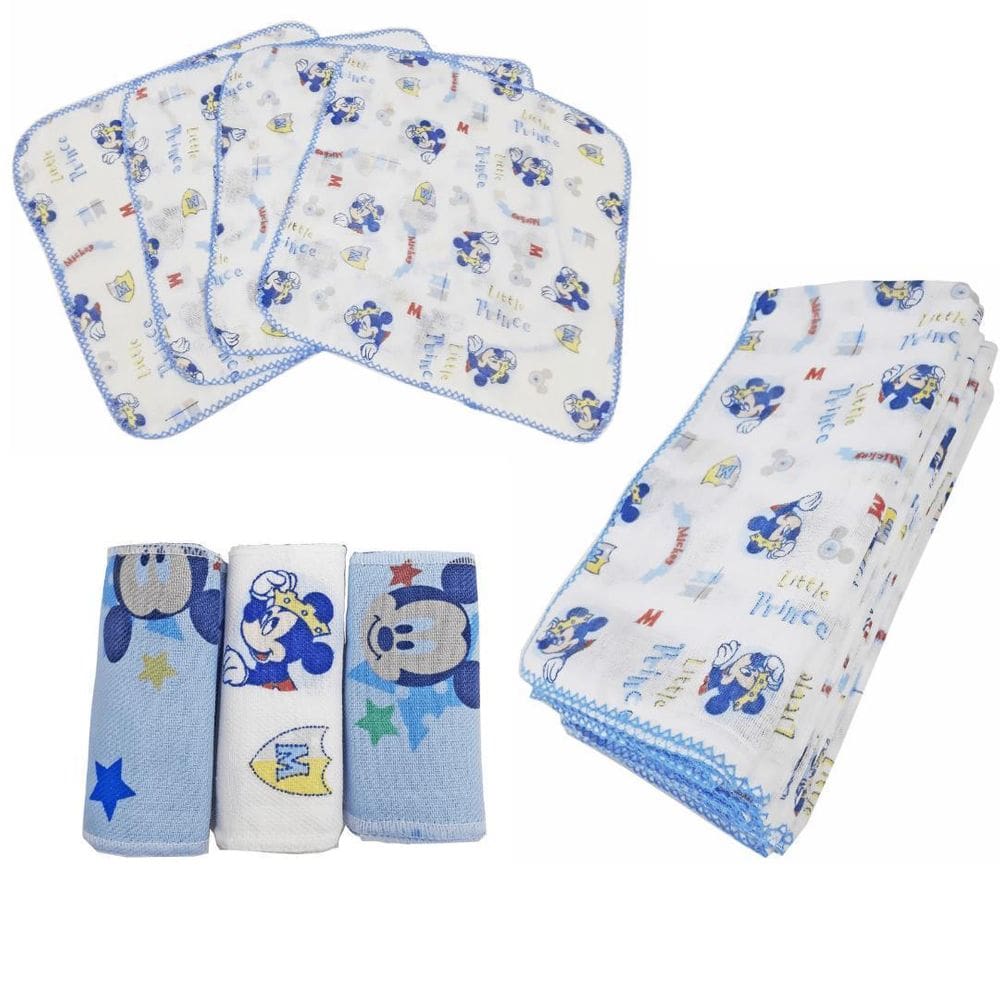 Kit 9Pç Mickey Fraldas Fralda G + Fralda Boca + Faixa Umbigo