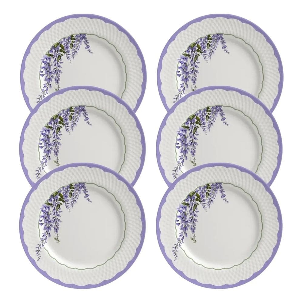 Jogo de Pratos de Sobremesa Lolly Lavanda - 21cm - 6 Peças - Alleanza