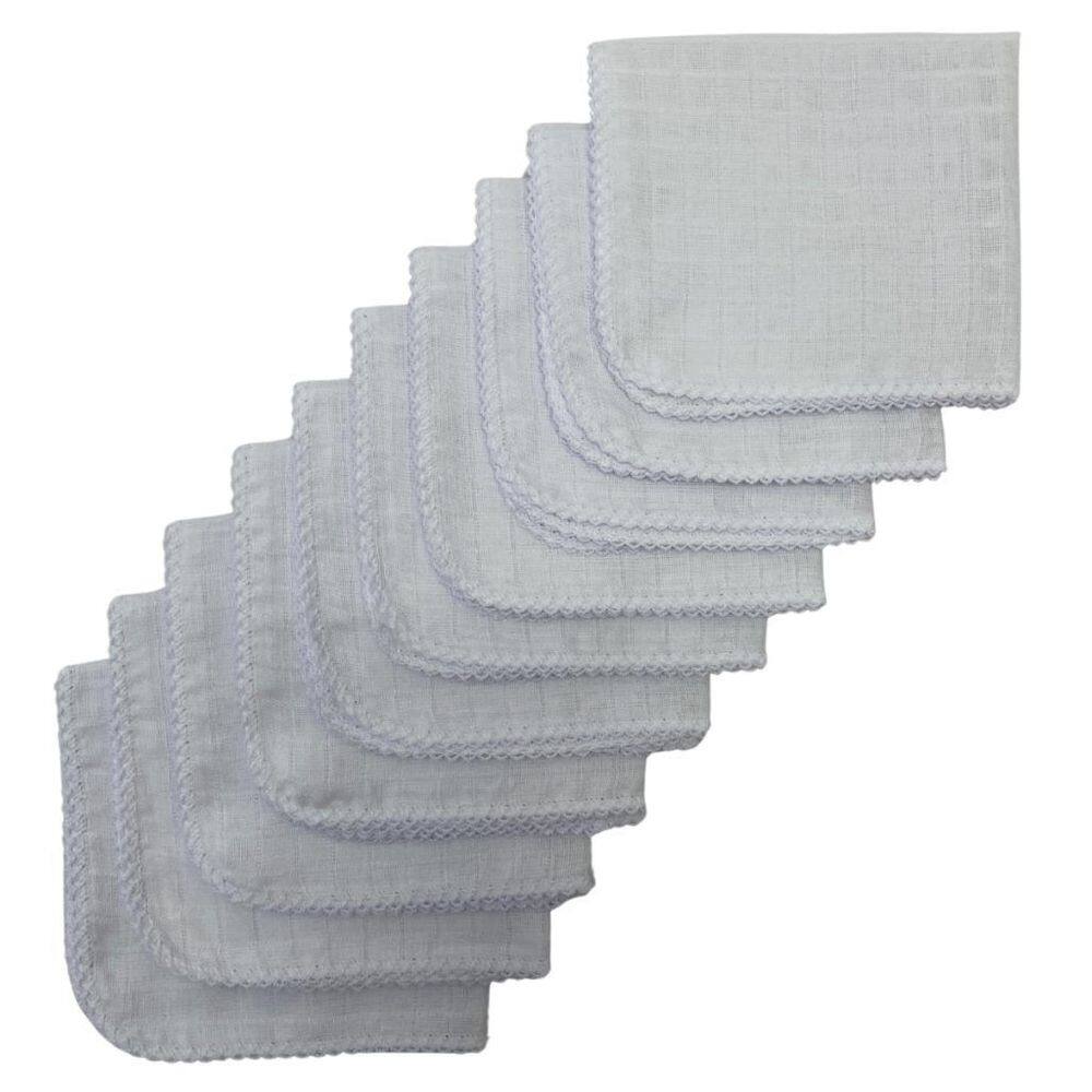 Kit Com 5 Fraldas De Boca Quadriculado 33X33Cm Branco