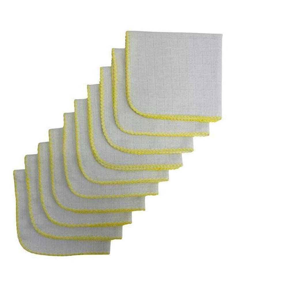 Kit Com 10 Fraldas De Boca Quadriculado 33X33Cm Amarelo