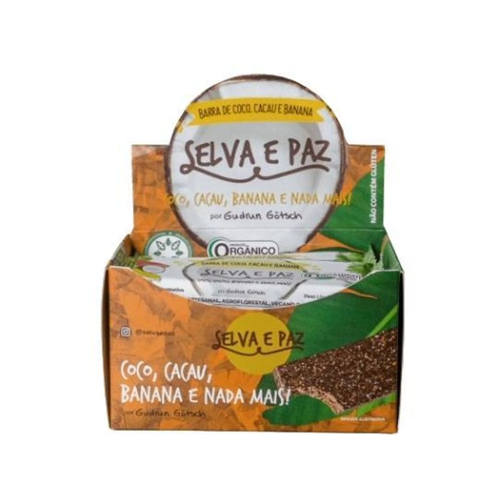 Barra Frutas Coco, Cacau E Banana Orgânica 30G Selva E Paz