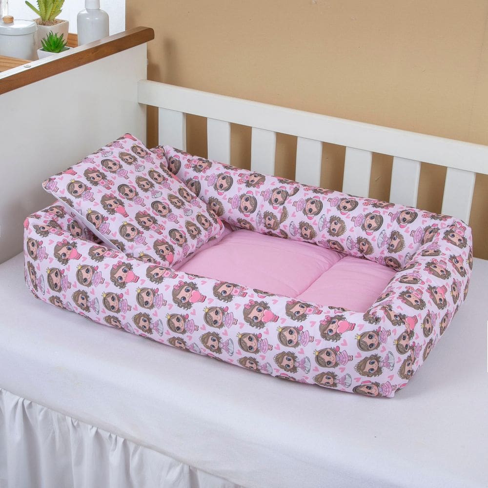 Ninho Redutor Com Almofada De Berço Bebê Menina Amiguinhas