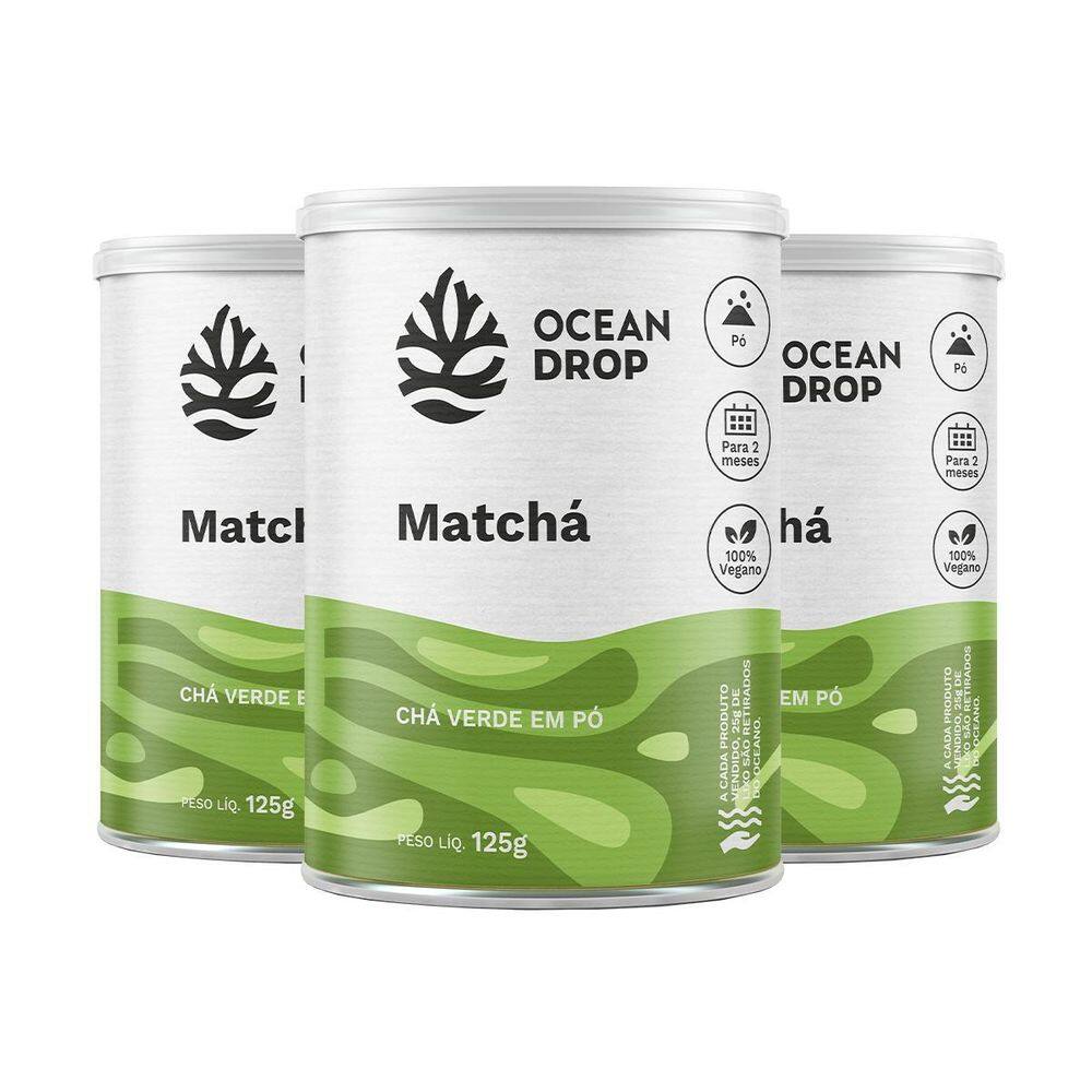 Kit 3 Matchá Chá Verde Ocean Drop Vegano 125G