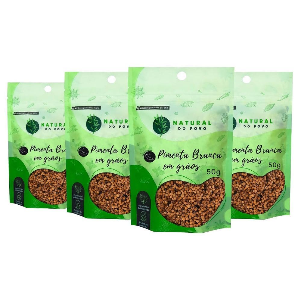 Tempero Selecionado Kit 4 Pimenta Branca Em Grãos Pouch 50G