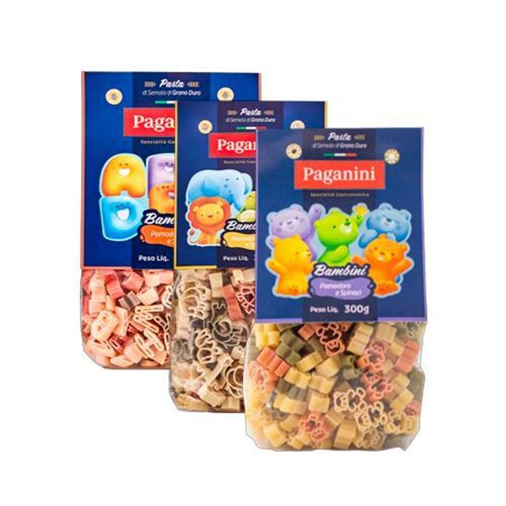Kit 3 Macarrão Bambini Paganini: Letrinhas, Bichinhos,