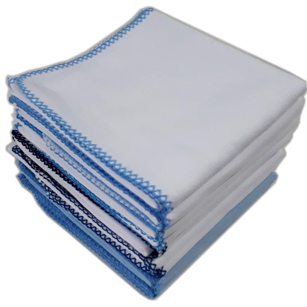 1 Peça Cueiro Flanelado Azul Liso Gigante Crochê 80 X 80Cm