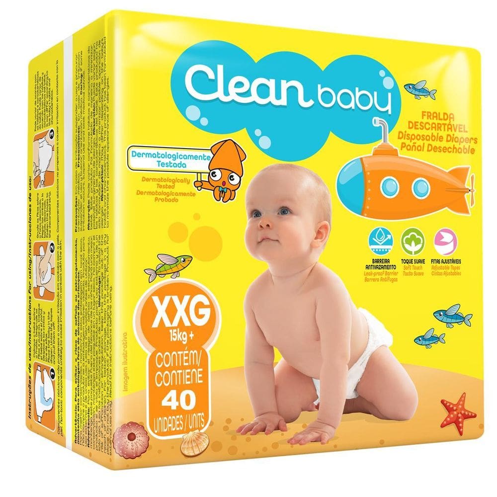 Fralda Descartavel Xxg Com 40Un Clean Baby