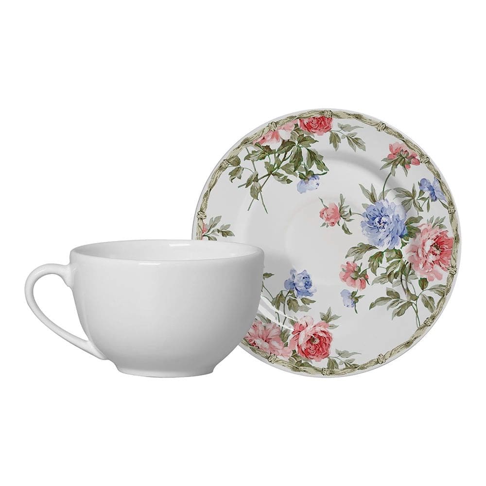 Jogo de Xícaras de Chá Romântica - 12 Peças - Alleanza