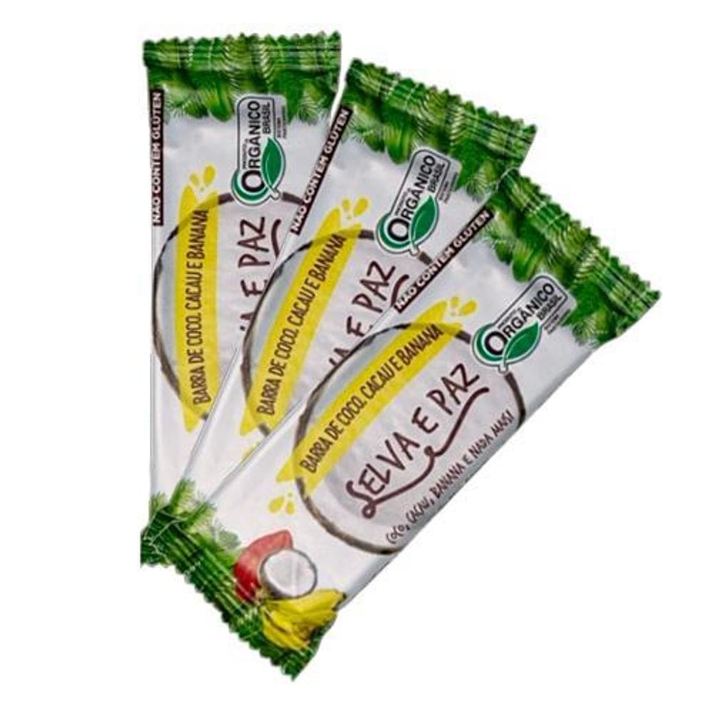 Kit 3X: Barra Frutas Coco, Cacau E Banana Orgânica Selva E