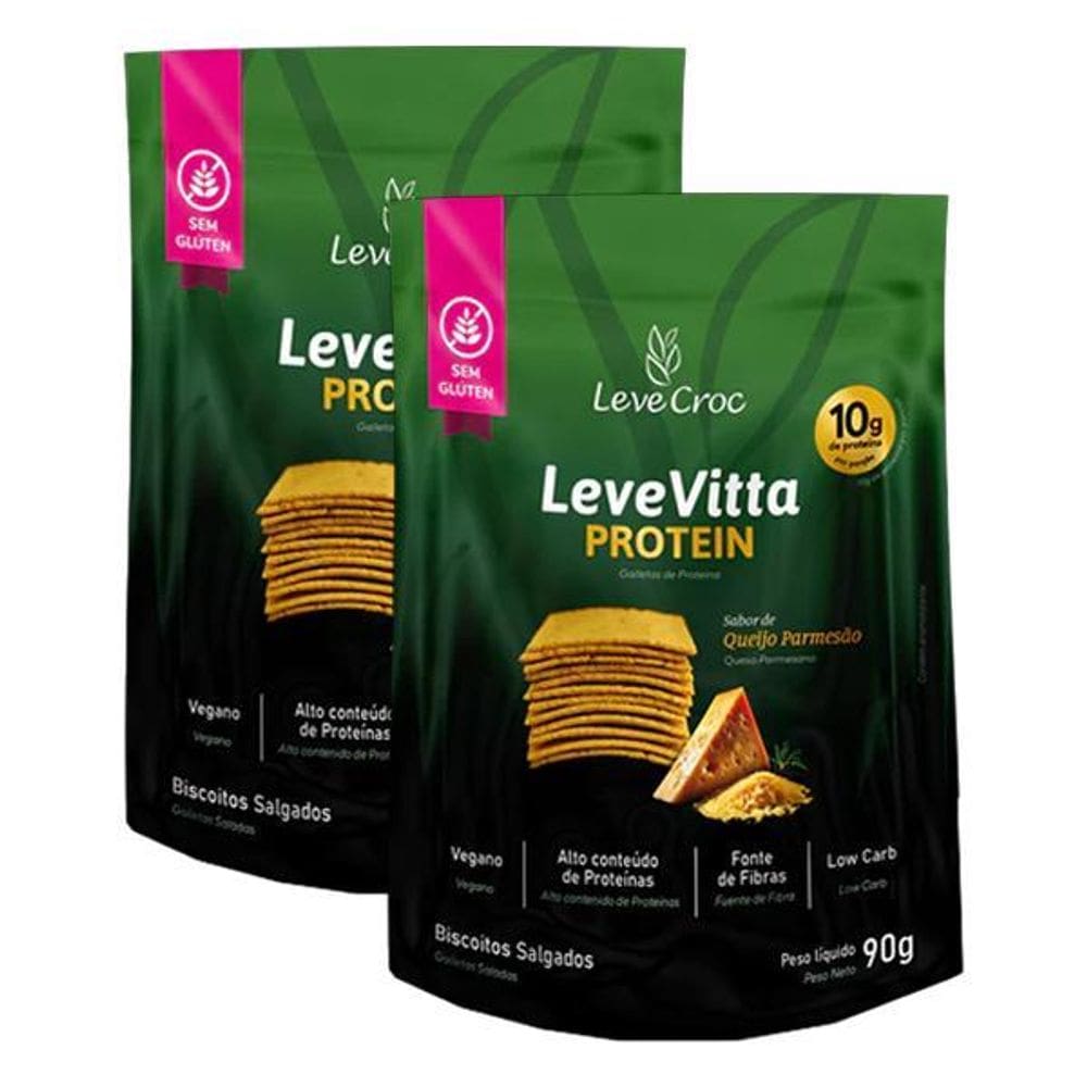Kit 2X: Biscoito Leve Vitta Protein Parmesão Leve Croc 90G