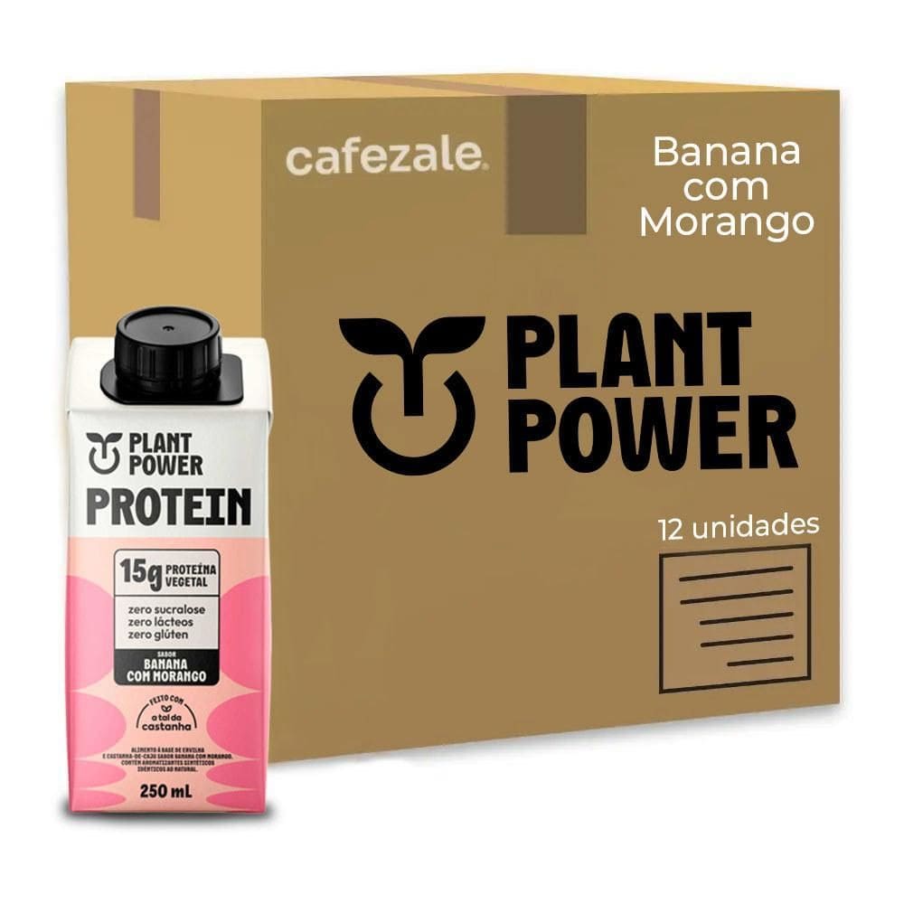 Bebida Plant Power Banana E Morango Kit 12 Unidades De 250Ml