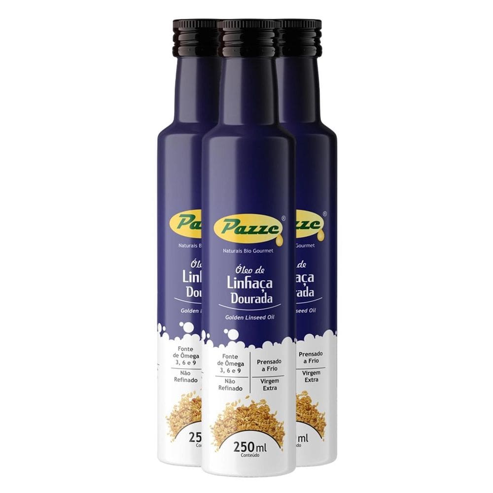 Kit 3 Óleo De Linhaça Dourada Extra Virgem Pazze 250Ml