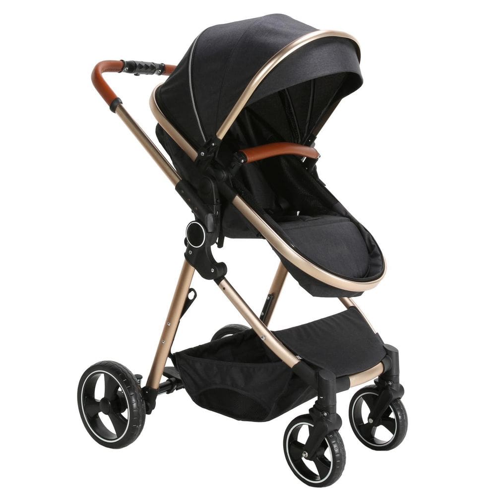 Carrinho Com Bebê Conforto Ts Mike Preto/Gold Premium Baby