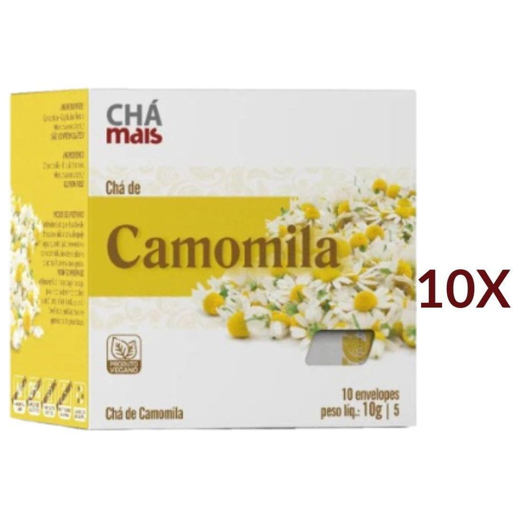 Chá De Camomila Natural Vegano Cx10 Sachês 1G Kit 10