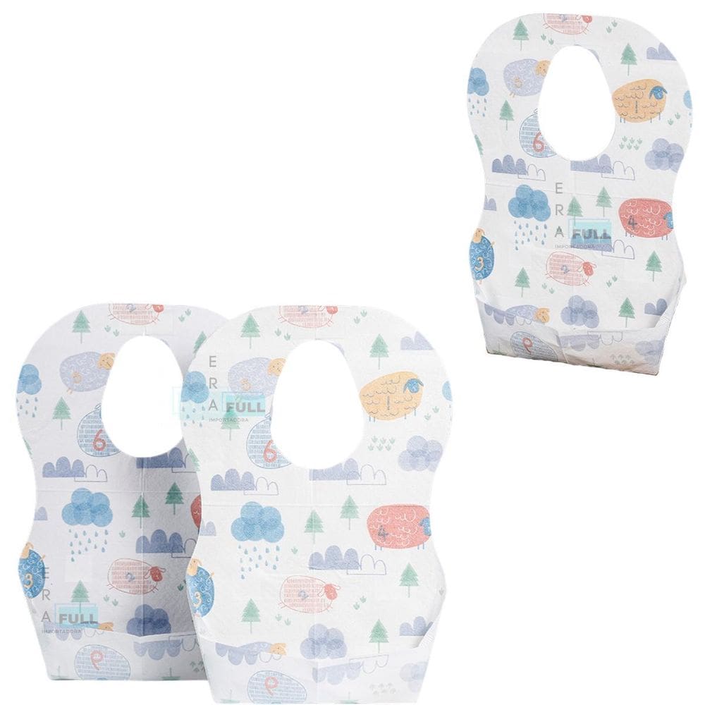 40 Babadores Descartáveis Bebê Impermeável Bolso Coletor