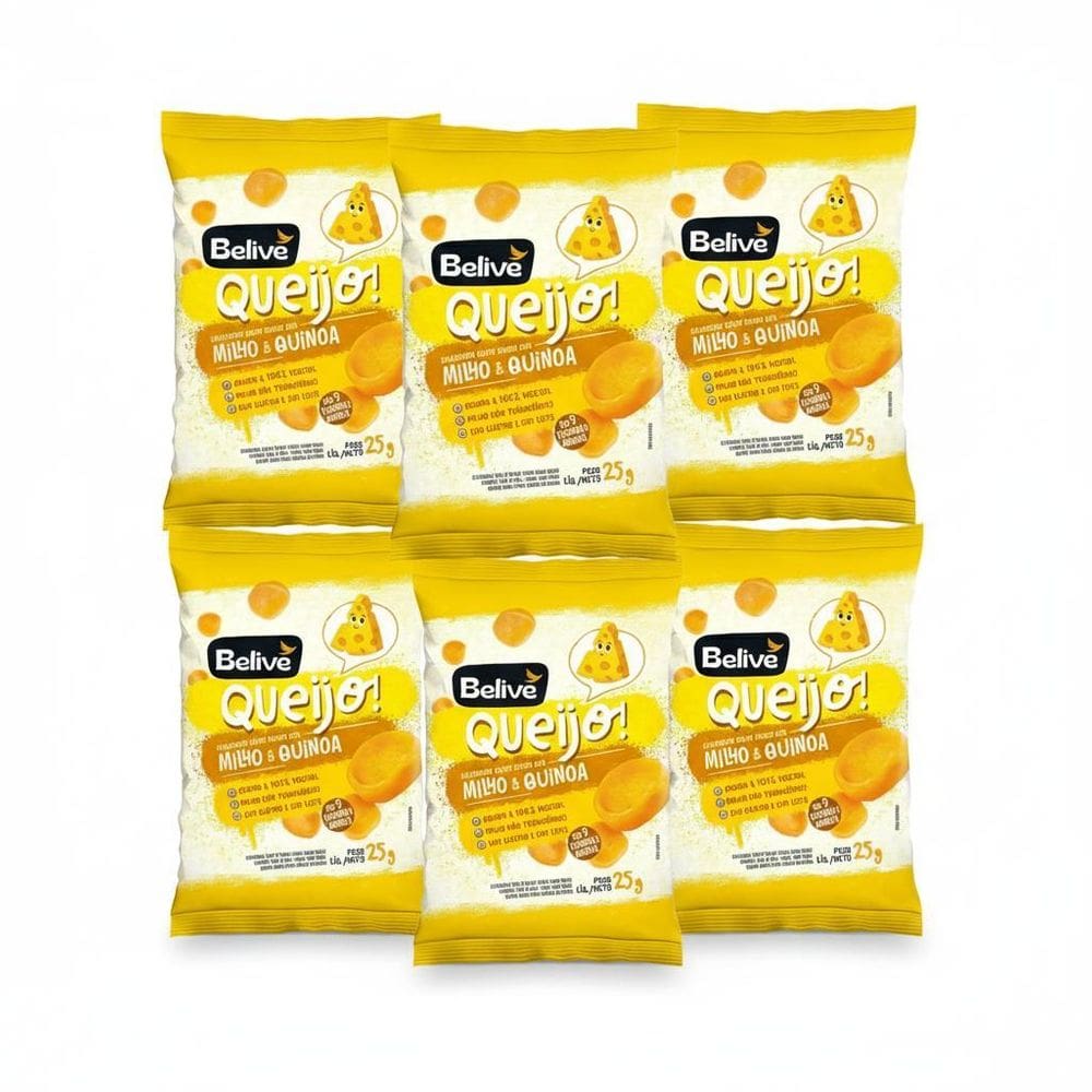 Kit 6 Salgadinho Sabor Queijo Com Milho E Quinoa 25G Belive