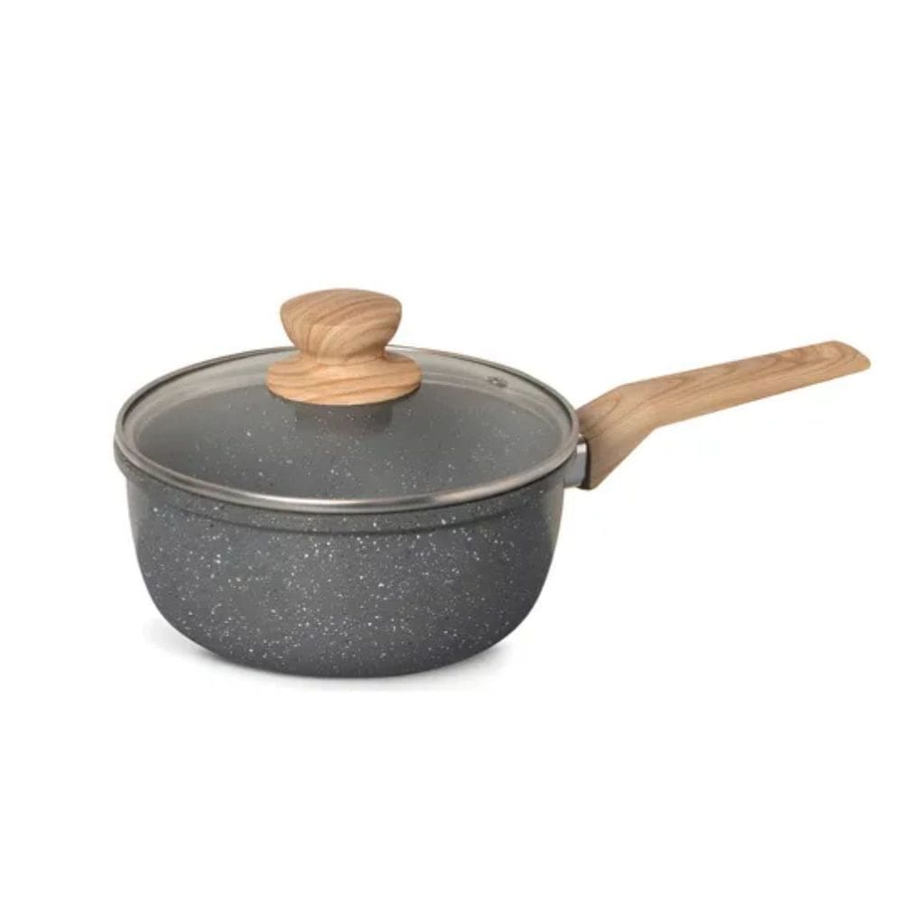 Panela Antiaderente Cerâmica Fundo Indução Cinza Marmorizado 18cm - Fratelli