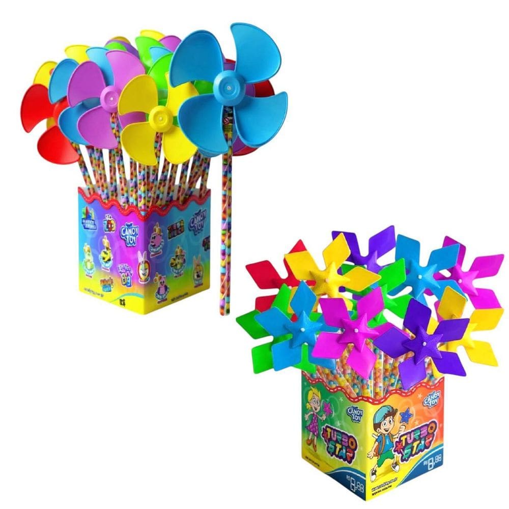 Combo 5 Catavento Com Doces Balinhas 22Gr Para Crianças