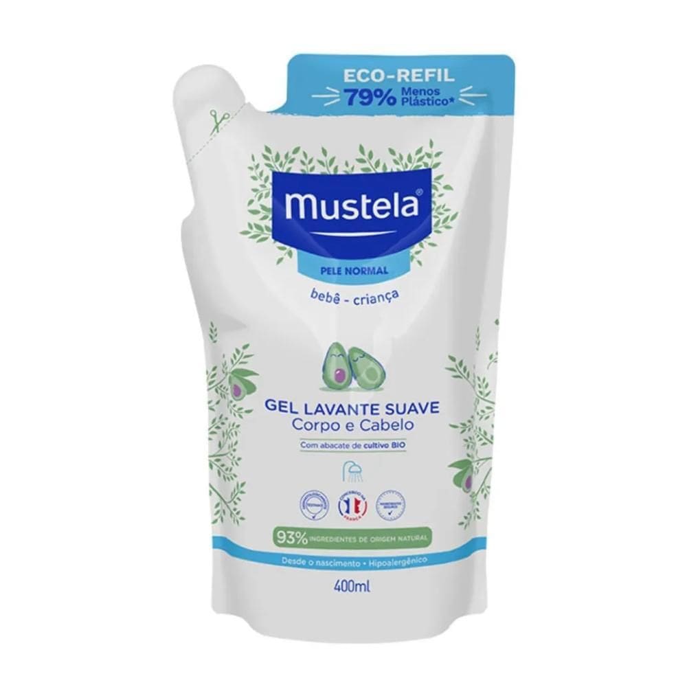 Gel Lavante Suave Mustela Corpo E Cabelo Refil 400Ml