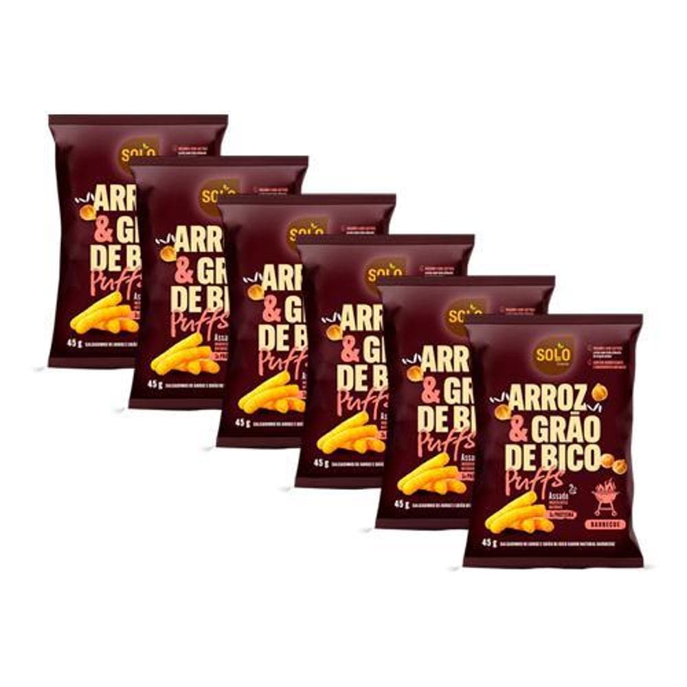 Kit 6X: Snack Puffs Arroz E Grão Bico Barbecue Solo Snacks