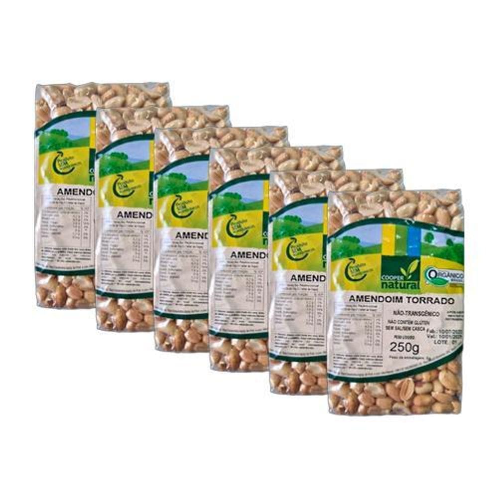 Kit 6X: Amendoim Torrado Sem Sal Orgânico Coopernatural 250G